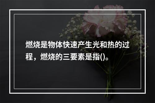 燃烧是物体快速产生光和热的过程，燃烧的三要素是指()。