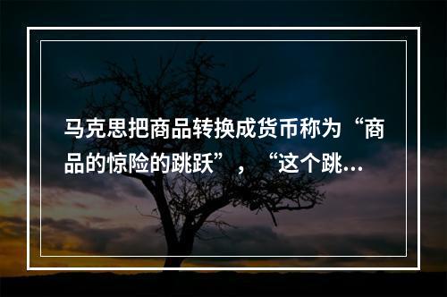 马克思把商品转换成货币称为“商品的惊险的跳跃”，“这个跳跃如