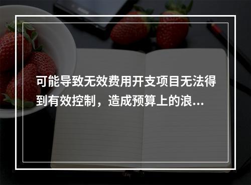 可能导致无效费用开支项目无法得到有效控制，造成预算上的浪费的