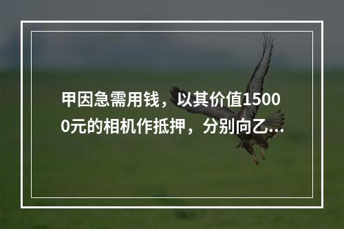 甲因急需用钱，以其价值15000元的相机作抵押，分别向乙借款