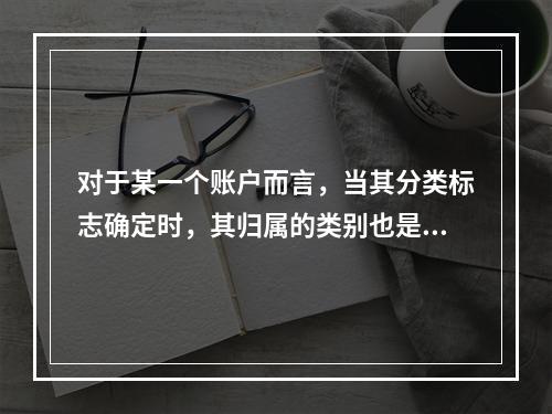 对于某一个账户而言，当其分类标志确定时，其归属的类别也是唯一