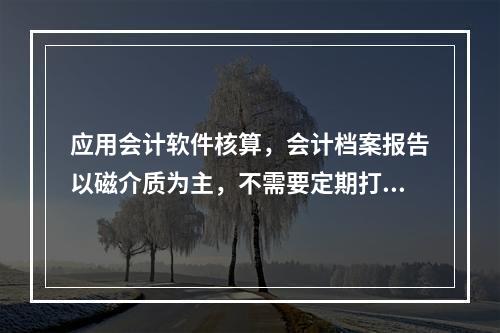 应用会计软件核算，会计档案报告以磁介质为主，不需要定期打印。