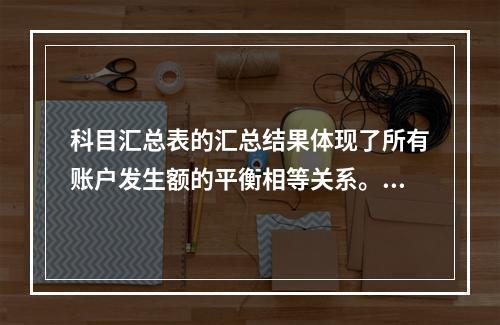 科目汇总表的汇总结果体现了所有账户发生额的平衡相等关系。()