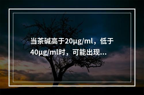 当茶碱高于20µg/ml，低于40µg/ml时，可能出现的不