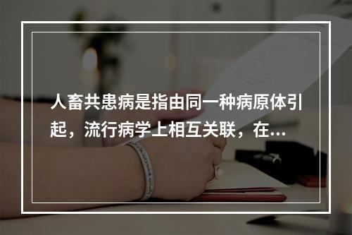 人畜共患病是指由同一种病原体引起，流行病学上相互关联，在人类