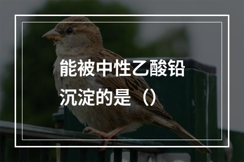 能被中性乙酸铅沉淀的是（）