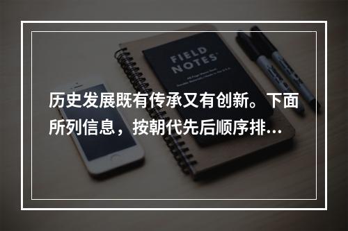 历史发展既有传承又有创新。下面所列信息，按朝代先后顺序排列正