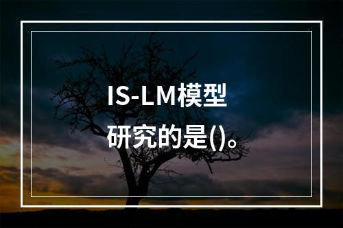 IS-LM模型研究的是()。