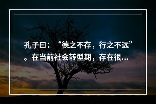 孔子曰：“德之不存，行之不远”。在当前社会转型期，存在很多为