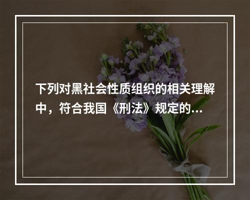 下列对黑社会性质组织的相关理解中，符合我国《刑法》规定的有(