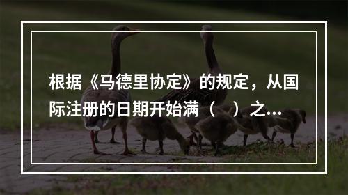 根据《马德里协定》的规定，从国际注册的日期开始满（　）之后，