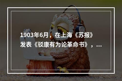 1903年6月，在上海《苏报》发表《驳康有为论革命书》，批驳