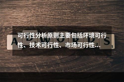 可行性分析原则主要包括环境可行性、技术可行性、市场可行性、财