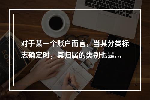 对于某一个账户而言，当其分类标志确定时，其归属的类别也是唯一