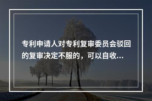 专利申请人对专利复审委员会驳回的复审决定不服的，可以自收到通