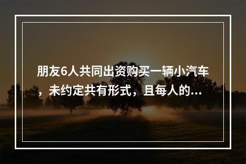 朋友6人共同出资购买一辆小汽车，未约定共有形式，且每人的出资