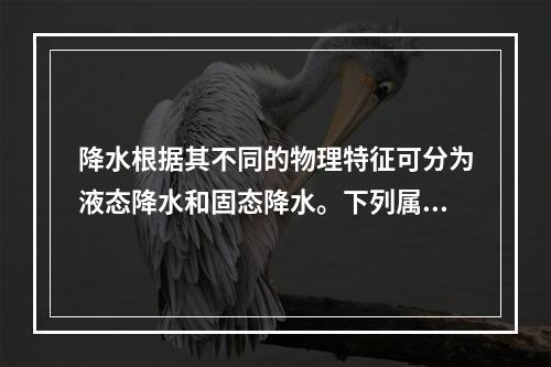 降水根据其不同的物理特征可分为液态降水和固态降水。下列属于固