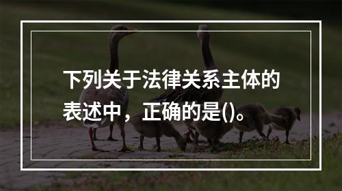 下列关于法律关系主体的表述中，正确的是()。