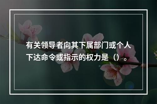 有关领导者向其下属部门或个人下达命令或指示的权力是（）。