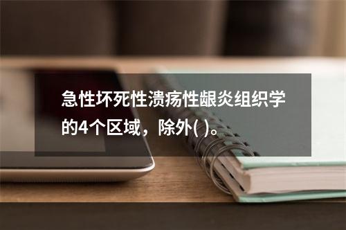 急性坏死性溃疡性龈炎组织学的4个区域，除外( )。