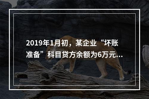 2019年1月初，某企业“坏账准备”科目贷方余额为6万元。1