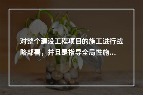 对整个建设工程项目的施工进行战略部署，并且是指导全局性施工的