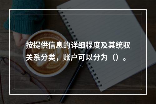 按提供信息的详细程度及其统驭关系分类，账户可以分为（）。