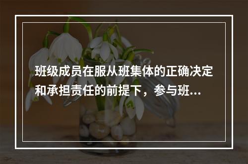 班级成员在服从班集体的正确决定和承担责任的前提下，参与班级管