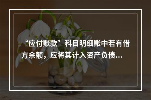 “应付账款”科目明细账中若有借方余额，应将其计入资产负债表中