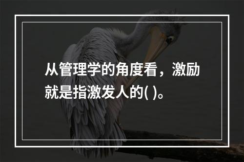 从管理学的角度看，激励就是指激发人的( )。