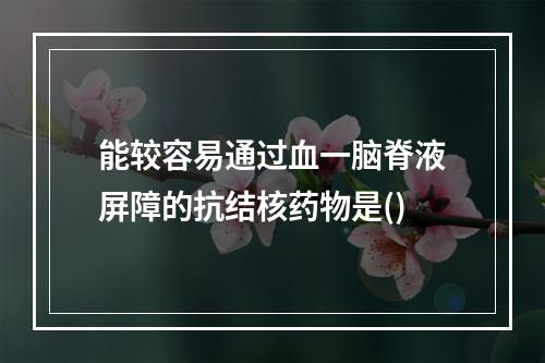 能较容易通过血一脑脊液屏障的抗结核药物是()