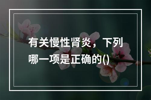 有关慢性肾炎，下列哪一项是正确的()