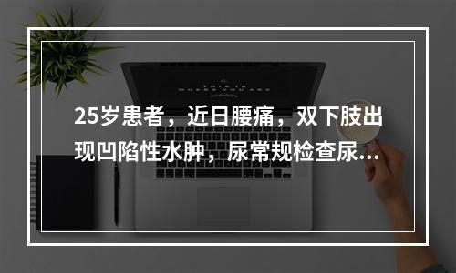 25岁患者，近日腰痛，双下肢出现凹陷性水肿，尿常规检查尿蛋白