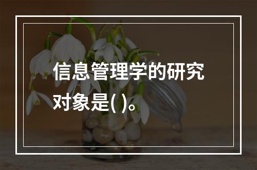 信息管理学的研究对象是( )。