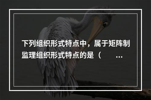 下列组织形式特点中，属于矩阵制监理组织形式特点的是（　　）