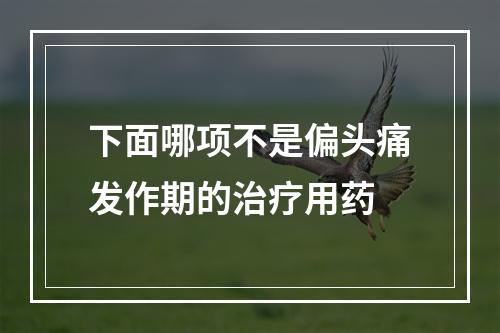 下面哪项不是偏头痛发作期的治疗用药