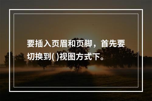 要插入页眉和页脚，首先要切换到( )视图方式下。