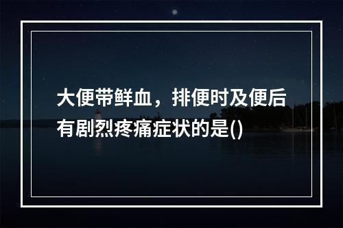 大便带鲜血，排便时及便后有剧烈疼痛症状的是()