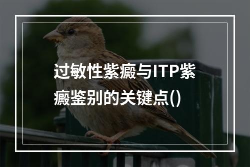 过敏性紫癜与ITP紫癜鉴别的关键点()