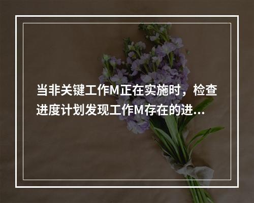 当非关键工作M正在实施时，检查进度计划发现工作M存在的进度偏