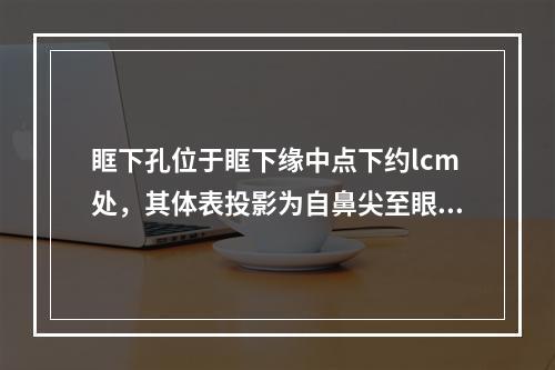 眶下孔位于眶下缘中点下约lcm处，其体表投影为自鼻尖至眼外角