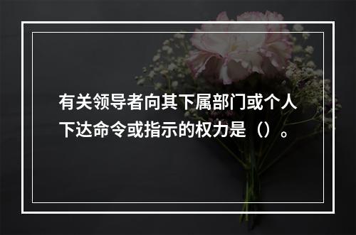 有关领导者向其下属部门或个人下达命令或指示的权力是（）。