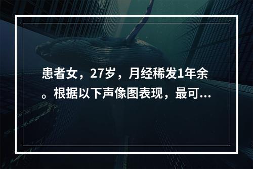 患者女，27岁，月经稀发1年余。根据以下声像图表现，最可能的