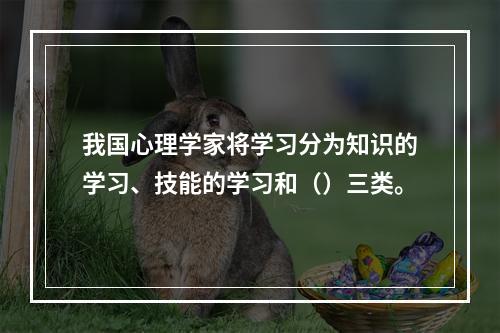 我国心理学家将学习分为知识的学习、技能的学习和（）三类。