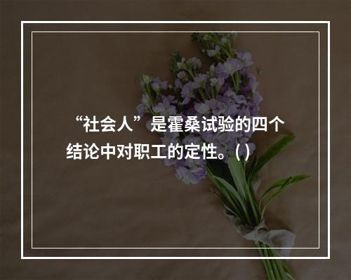 “社会人”是霍桑试验的四个结论中对职工的定性。( )