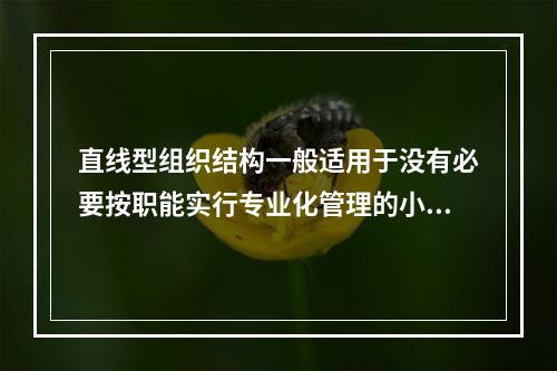 直线型组织结构一般适用于没有必要按职能实行专业化管理的小型组