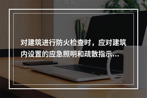 对建筑进行防火检查时，应对建筑内设置的应急照明和疏散指示标志