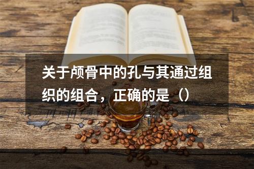 关于颅骨中的孔与其通过组织的组合，正确的是（）