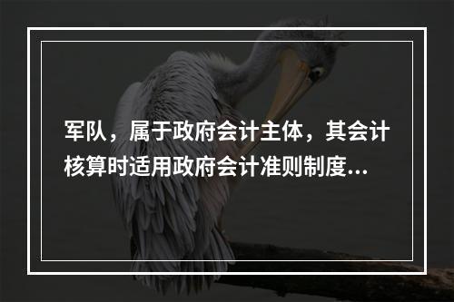 军队，属于政府会计主体，其会计核算时适用政府会计准则制度。（