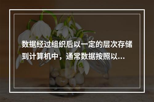 数据经过组织后以一定的层次存储到计算机中，通常数据按照以下几